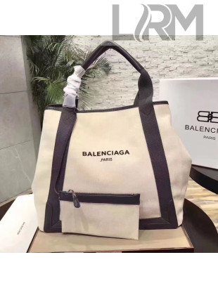 Balenciaga Denim Navy Cabas Large Bag White/Gray 2017