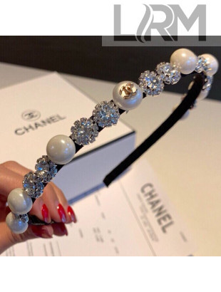 Chanel White Pearls and Crystal Headband 2019