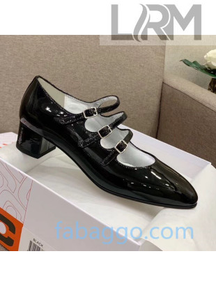 Carel Kina Patent Calfskin Heel Mary Janes Pumps 40mm Black 2020