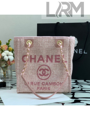 Chanel Deauville Mixed Fibers Small Shopping Bag Pink 2021