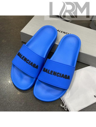 Balenciaga Flat Slide Sandals Blue 03 2021 (For Women and Men)
