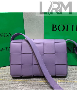 Bottega Veneta Cassette Small Crossbody Messenger Bag in Maxi-Woven Lambskin Purple 2021