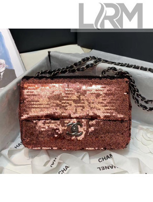 Chanel Sequins & Lambskin Flap Bag AS1448 Rust  Red 2020