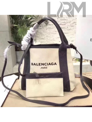 Balenciaga Denim Navy Cabas Mini Bag White/Gray 2017