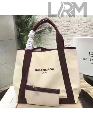 Balenciaga Denim Navy Cabas Large Bag White/Burgundy 2017
