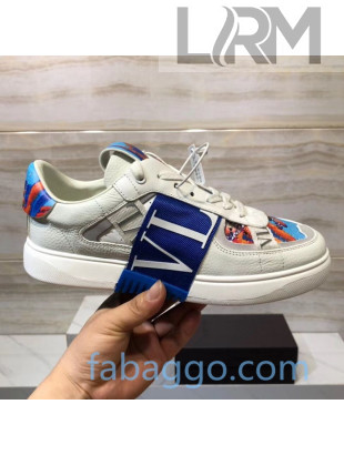 Valentino VL7N Sneaker with Banded Calfskin and Print Blue/White 2020 (For Women and Men) 