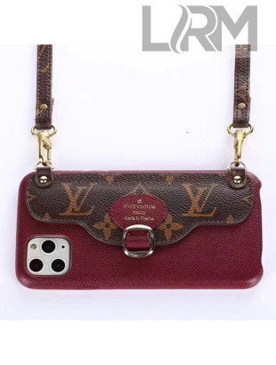 Louis Vuitton Monogram Canvas iPhone Clutch/Crossbody Bag Burgundy 03 2020