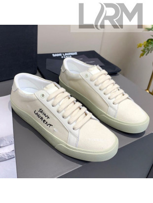 Saint Laurent Canvas Sneakers White 2021 04