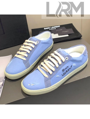 Saint Laurent Canvas Sneakers Blue 2021 05
