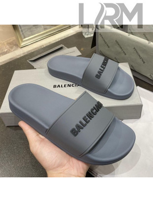 Balenciaga Flat Slide Sandals Grey 08 2021 (For Women and Men)