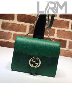 Gucci Grainy Calfskin GG Flap Shoulder Bag 510304 Green 2020