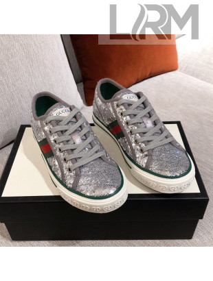 Gucci Tennis 1977 Sequins Low-Top Sneakers Silver 2021