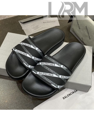 Balenciaga Flat Slide Sandals Black 10 2021 (For Women and Men)