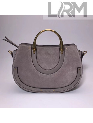 Chloe Medium Pixie Bag in Suede and Smooth Calfskin Gray 2017