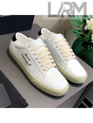 Saint Laurent White Embroidered Calfskin Sneakers Black 2021 09
