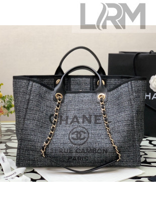 Chanel Deauville Mixed Fibers Large Shopping Bag A66941 Black/Gray 2021