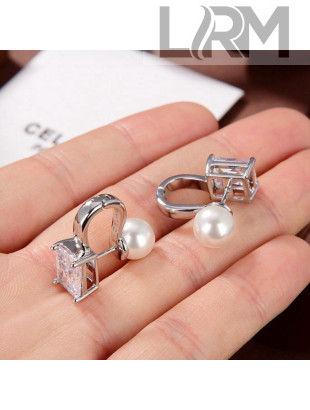 Celine Crystal Stud Earrings Silver 2021 09