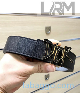 Dior DIOR AND SHAWN Gained Leather Belt 35mm Black 04 2020