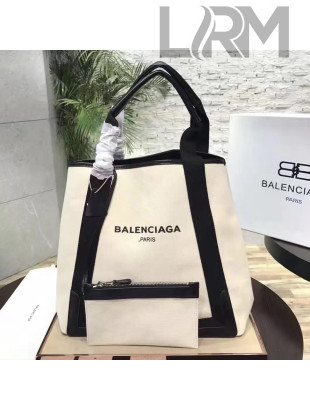 Balenciaga Denim Navy Cabas Large Bag White/Black 2017