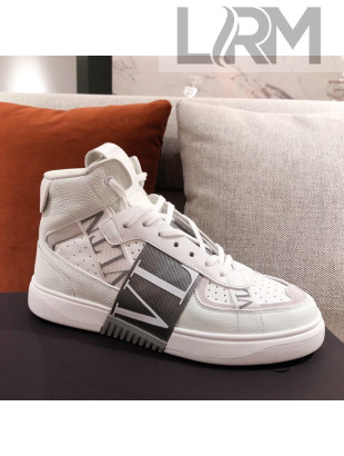 Valentino VL7N Calfskin High-Top Sneaker with Print Bands White/Grey 02 2021