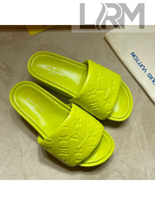 Louis Vuitton Jumbo Monogram Leather Flatform Slide Sandals Yellow 2021