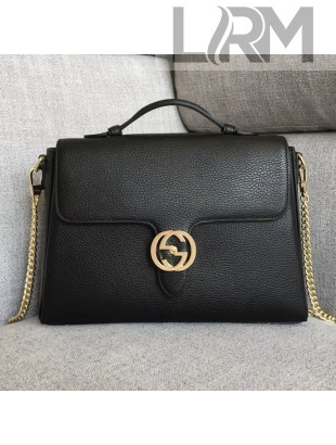 Gucci GG Leather Large Top Handle Bag 510306 Black 2018
