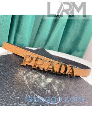 Prada Saffiano Calfskin Belt 15mm with PRADA Buckle Beige/Gold 2020