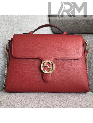 Gucci GG Leather Large Top Handle Bag 510306 Red 2018