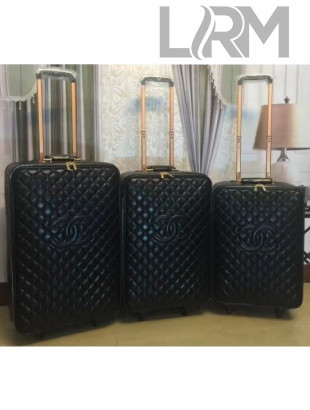 Chanel CC Quilting Trolley Luggage Bag Black 2018