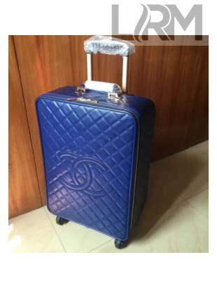Chanel CC Quilting Trolley Luggage Bag Blue 2018