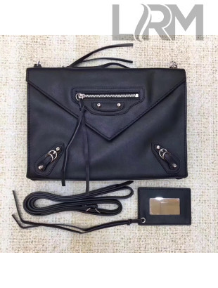 Balenciaga Leather Medium Classic City Pouch Black