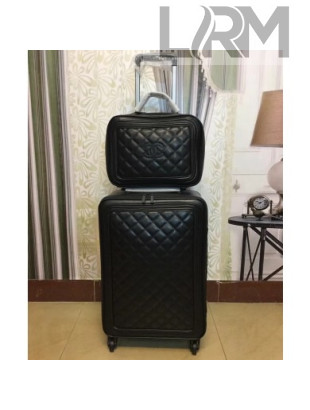 Chanel Quilting Trolley Luggage Bag Black 2018