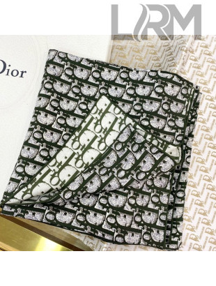 Dior Oblique Silk Square Scarf 90x90cm Green 2021 07