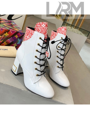 Louis Vuitton Bliss Calfskin Ankle Boots White/Red 2021 04