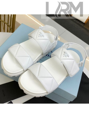 Prada Padded Nappa Leather Slingback Sandals White 2021