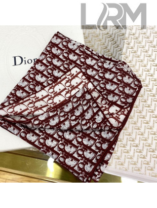 Dior Oblique Silk Square Scarf 90x90cm Burgundy 2021 10