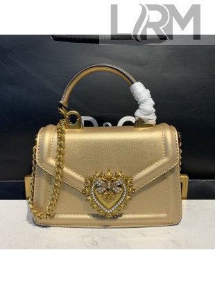 Dolce&Gabbana Small Devotion Metallic Leather Top Handle Bag Gold 2019