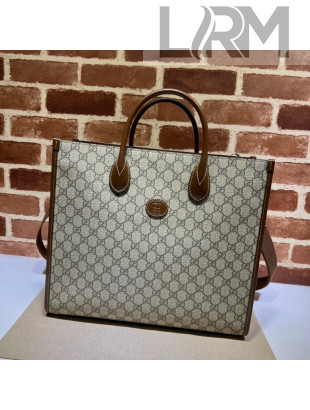 Gucci Canvas Medium Tote Bag with Interlocking G 674148 Beige/Brown 2022