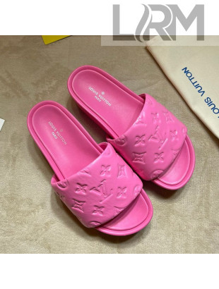 Louis Vuitton Jumbo Monogram Leather Flatform Slide Sandals Pink 2021