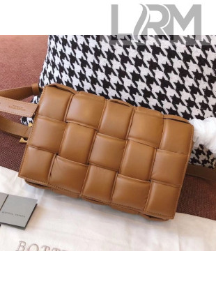 Bottega Veneta Padded Cassette Medium Crossbody Messenger Bag in Paper Calfskin Brown 2019
