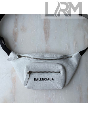 Balenciaga Logo Leather Mini Belt Bag White 2019