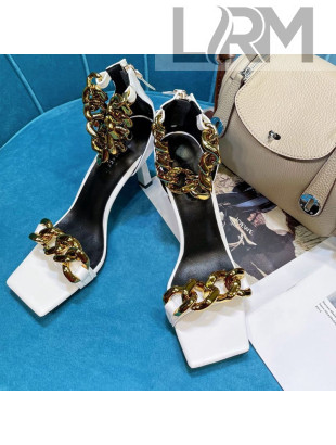 Versace Calfskin Chain Sandals 8.5cm White 2021