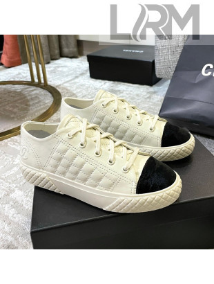 Chanel Quilted Calfskin Sneakers White 2021