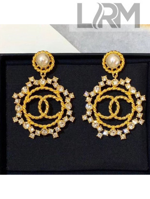 Chanel Crystal Circle CC Short Earrings 2020