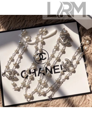 Chanel CC Pearl Chain Belt Silver 2019