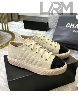 Chanel Quilted Calfskin Sneakers Beige 2021
