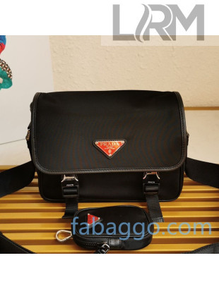 Prada Men's Nylon and Saffiano Leather Bag with Strap 2VD034 Black 01 2020