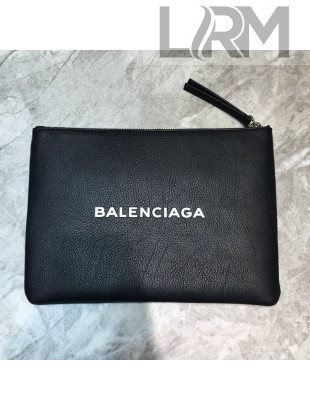 Balenciaga Litchi-Grained Leather Small Pouch Black 2021