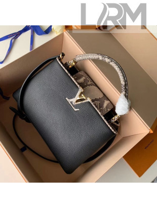 Louis Vuitton Capucines PM Python Top Handle Bag N95382 Black/Grey 2019