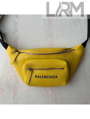 Balenciaga Logo Leather Mini Belt Bag Yellow 2019